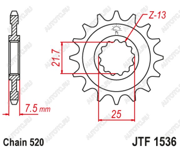 1 299 р. Звезда цепного привода JTF1536 16RB  jtf1536.16rb  с доставкой в г. Воронеж