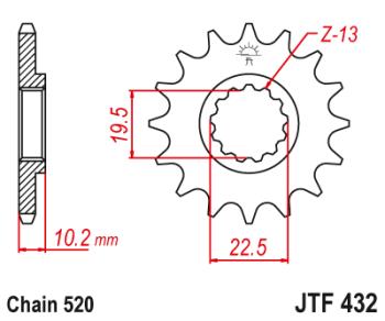 Звезда цепного привода JTF432 14  jtf432.14