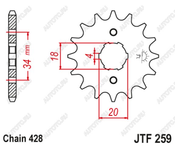 499 р. Звезда цепного привода JTF259 17  jtf259.17  с доставкой в г. Воронеж