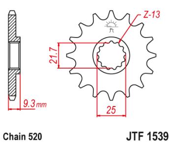 Звезда цепного привода JTF1539 14RB  jtf1539.14rb
