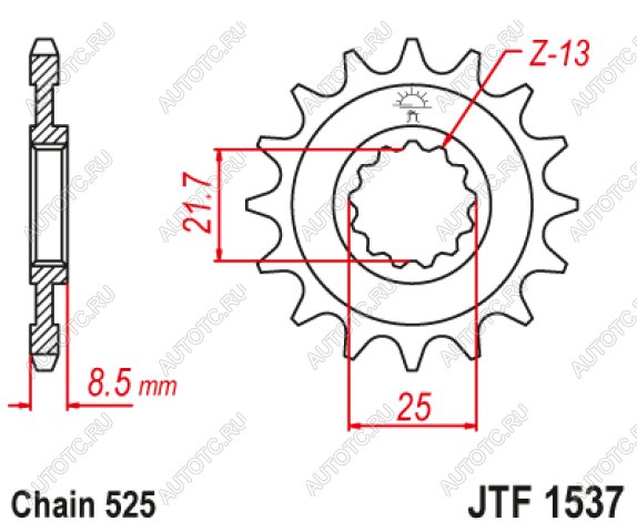1 579 р. Звезда цепного привода JTF1537 17RB  jtf1537.17rb  с доставкой в г. Воронеж