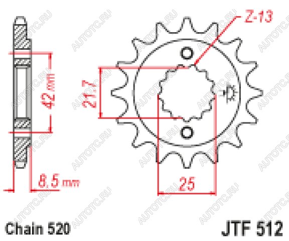 1 399 р. Звезда цепного привода JTF512 16RB  jtf512.16rb  с доставкой в г. Воронеж