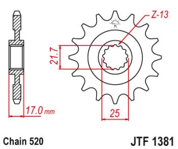 Звезда цепного привода JTF1381 16RB  jtf1381.16rb
