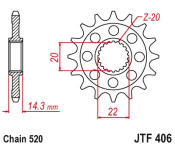Звезда цепного привода JTF406 16  jtf406.16