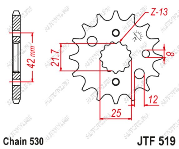 1 299 р. Звезда цепного привода JTF519 17  jtf519.17  с доставкой в г. Воронеж