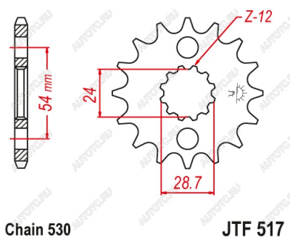 1 359 р. Звезда цепного привода JTF517 17RB  jtf517.17rb  с доставкой в г. Воронеж