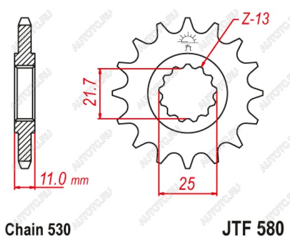 1 599 р. Звезда цепного привода JTF580 16RB  jtf580.16rb  с доставкой в г. Воронеж