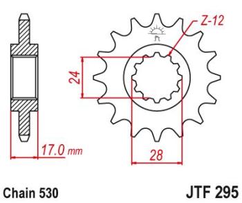 Звезда цепного привода JTF295 15RB  jtf295.15rb