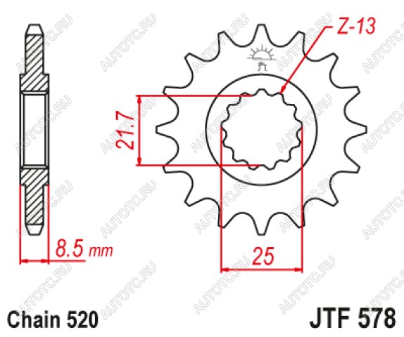 1 599 р. Звезда цепного привода JTF578 17  jtf578.17  с доставкой в г. Воронеж