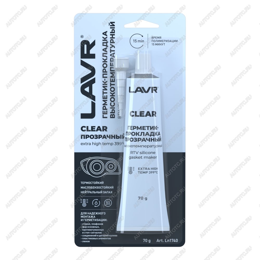 329 р. Герметик-прокладка высокотемпературный LAVR Clear 70г  ln1740  с доставкой в г. Воронеж