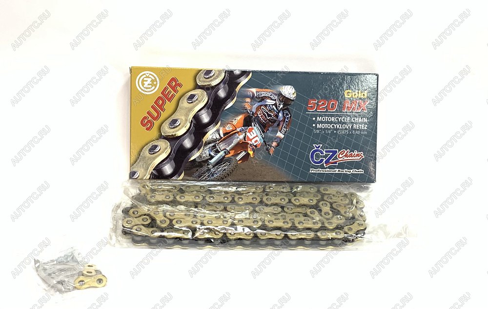 10 449 р. Цепь привода CZ Chains 520 MX Gold -114 Без сальников  520mx-114  с доставкой в г. Воронеж