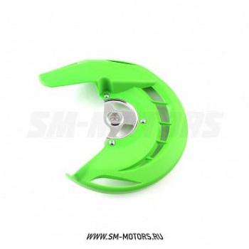 Защита переднего тормозного диска Kawasaki KX250F450F 06-15, KLX450 08-15  SM-PARTS зеленая  010263-185-6476