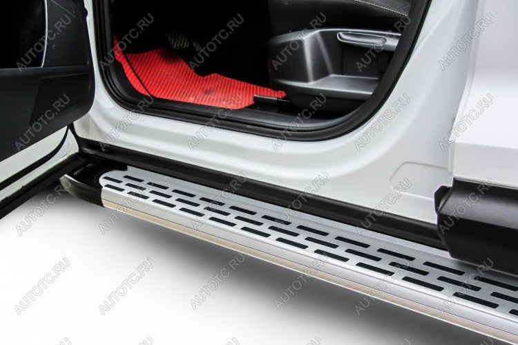 21 849 р. Пороги алюминиевые Premium SLITKOFF Land Rover Freelander L359 2-ой рестайлинг (2012-2014) (Silver)  с доставкой в г. Воронеж
