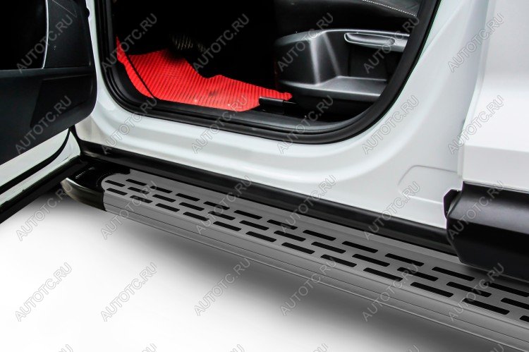 21 849 р. Пороги алюминиевые Premium SLITKOFF Toyota Land Cruiser 200 дорестайлинг (2007-2012) (Grafit)  с доставкой в г. Воронеж