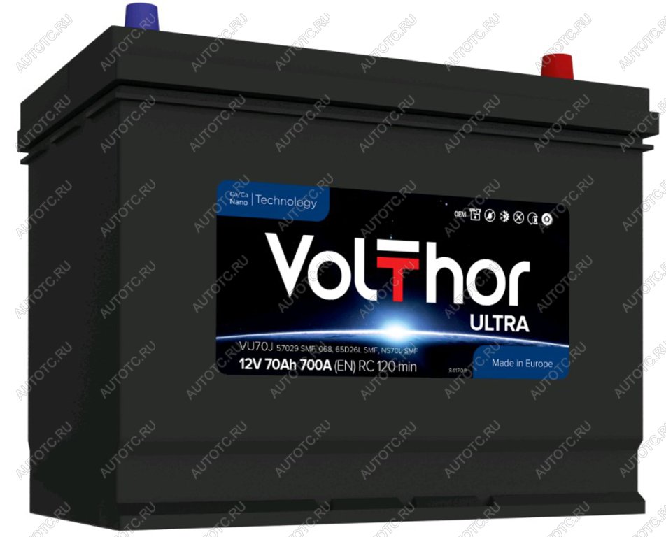13 549 р. Аккумулятор VOLTHOR EFB 70Ач обратная полярность VOLTHOR 6ст70(0) 57029 d26  с доставкой в г. Воронеж