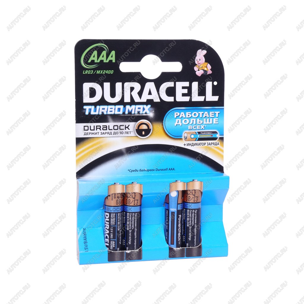 329 р. Батарейка AAA LR03 1.5V блистер (4шт.) Alkaline Turbo DURACELL  d-lr03t  с доставкой в г. Воронеж