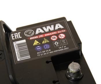 8 999 р. Аккумулятор AWA PRO 60Ач обратная полярность AWA 6ст60(0)  с доставкой в г. Воронеж. Увеличить фотографию 2