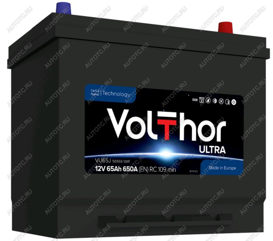 13 349 р. Аккумулятор VOLTHOR Ultra 65Ач обратная полярность VOLTHOR 6ст65(0) 56568 d23  с доставкой в г. Воронеж