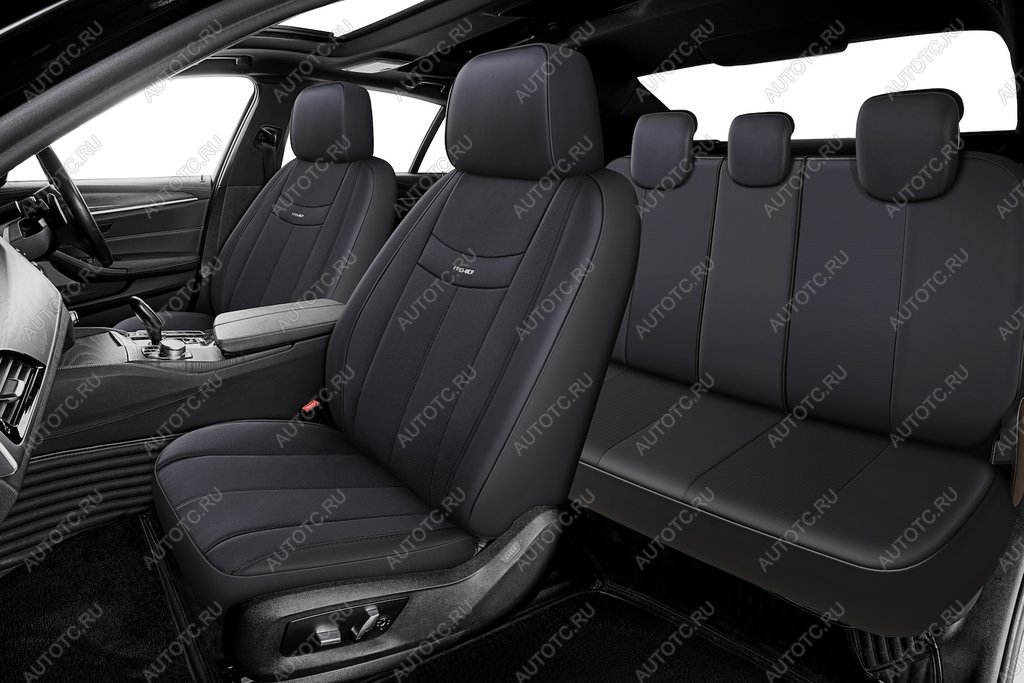 4 399 р. Авточехлы универсальные экокожа черные (11 предм.) Amulet PREMIER PREMIER amt1000  с доставкой в г. Воронеж
