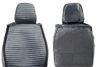 3 299 р. Каркасные накидки для сидений автомобиля из велюра со вставкой из кожи Horizont Серый Seintex 317852  с доставкой в г. Воронеж. Увеличить фотографию 3