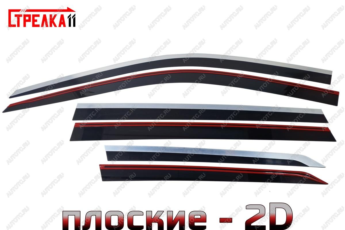 6 999 р. Дефлекторы окон 2D с хром накладками Стрелка11  Honda Pilot  YF6 (2016-2019) дорестайлинг (черные)  с доставкой в г. Воронеж
