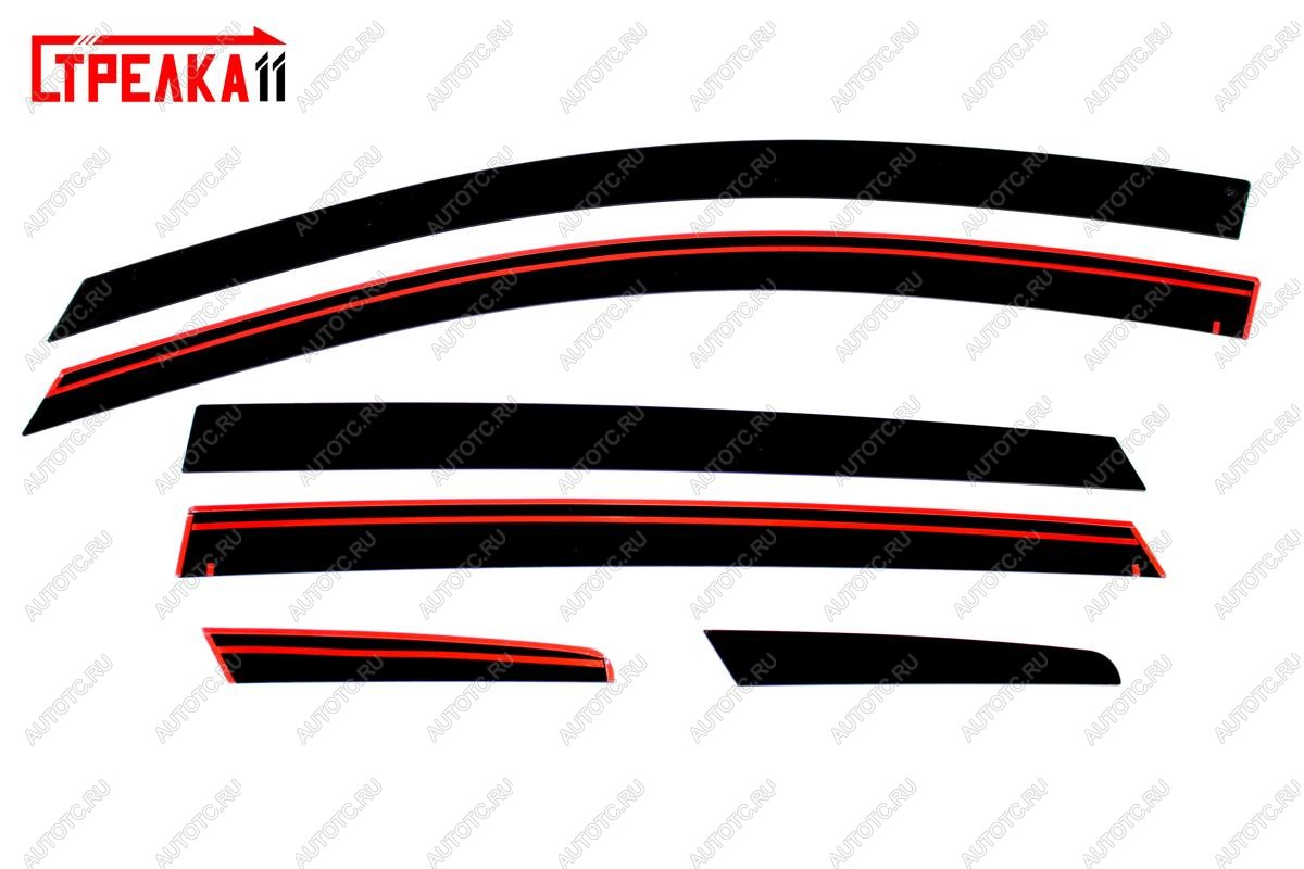 4 699 р. Дефлекторы окон 2D Стрелка11 Hyundai Solaris HCR седан дорестайлинг (2017-2020) (черные)  с доставкой в г. Воронеж