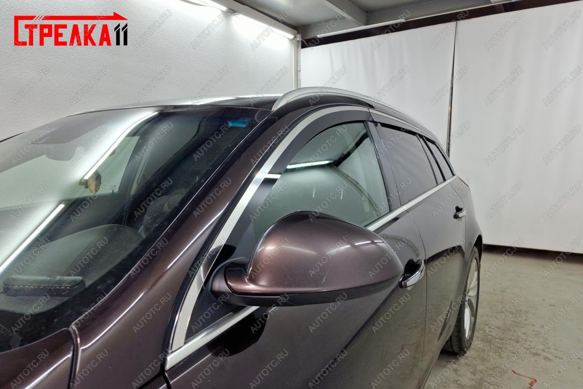 6 999 р. Дефлекторы окон 2D с хром накладками Стрелка11  Opel Insignia  A (2013-2017) универсал рестайлинг (черные)  с доставкой в г. Воронеж