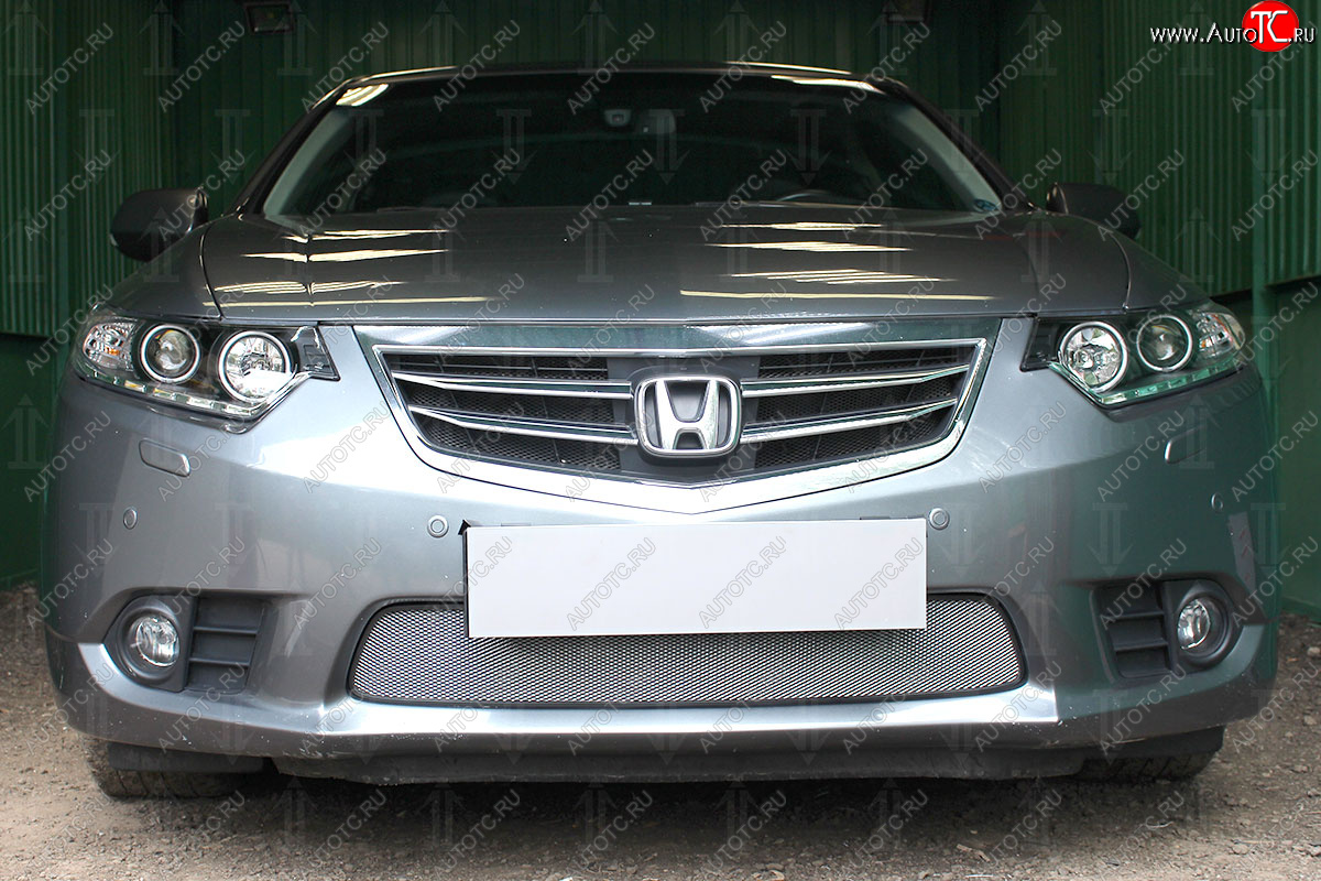 3 099 р. Защитная сетка в бампер (низ, ячейка 3х7 мм) Alfeco Стандарт  Honda Accord  9 CR (2013-2016) седан дорестайлинг (Хром)  с доставкой в г. Воронеж