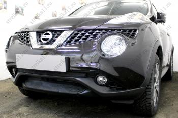 2 569 р. Защита радиатора (середина) Стрелка11 Стандарт Nissan Juke 1 YF15 рестайлинг (2014-2020) (черная)  с доставкой в г. Воронеж. Увеличить фотографию 2