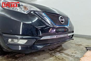 3 599 р. Защита радиатора (низ, Medalist X, 2 части) Стрелка11 Стандарт Nissan Note 2 E12 рестайлинг (2016-2020) (черная)  с доставкой в г. Воронеж. Увеличить фотографию 2