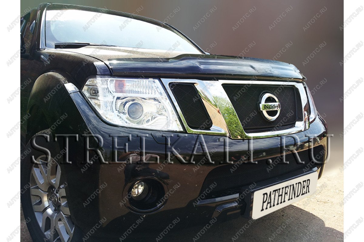 6 799 р. Защита радиатора (верх) Стрелка11 Стандарт  Nissan Pathfinder  R51 (2009-2014) рестайлинг (черная)  с доставкой в г. Воронеж