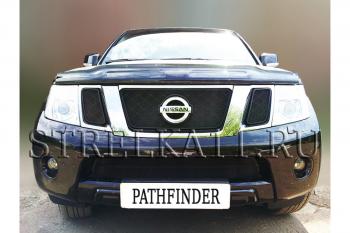 6 799 р. Защита радиатора (верх) Стрелка11 Стандарт  Nissan Pathfinder  R51 (2009-2014) рестайлинг (черная)  с доставкой в г. Воронеж. Увеличить фотографию 2