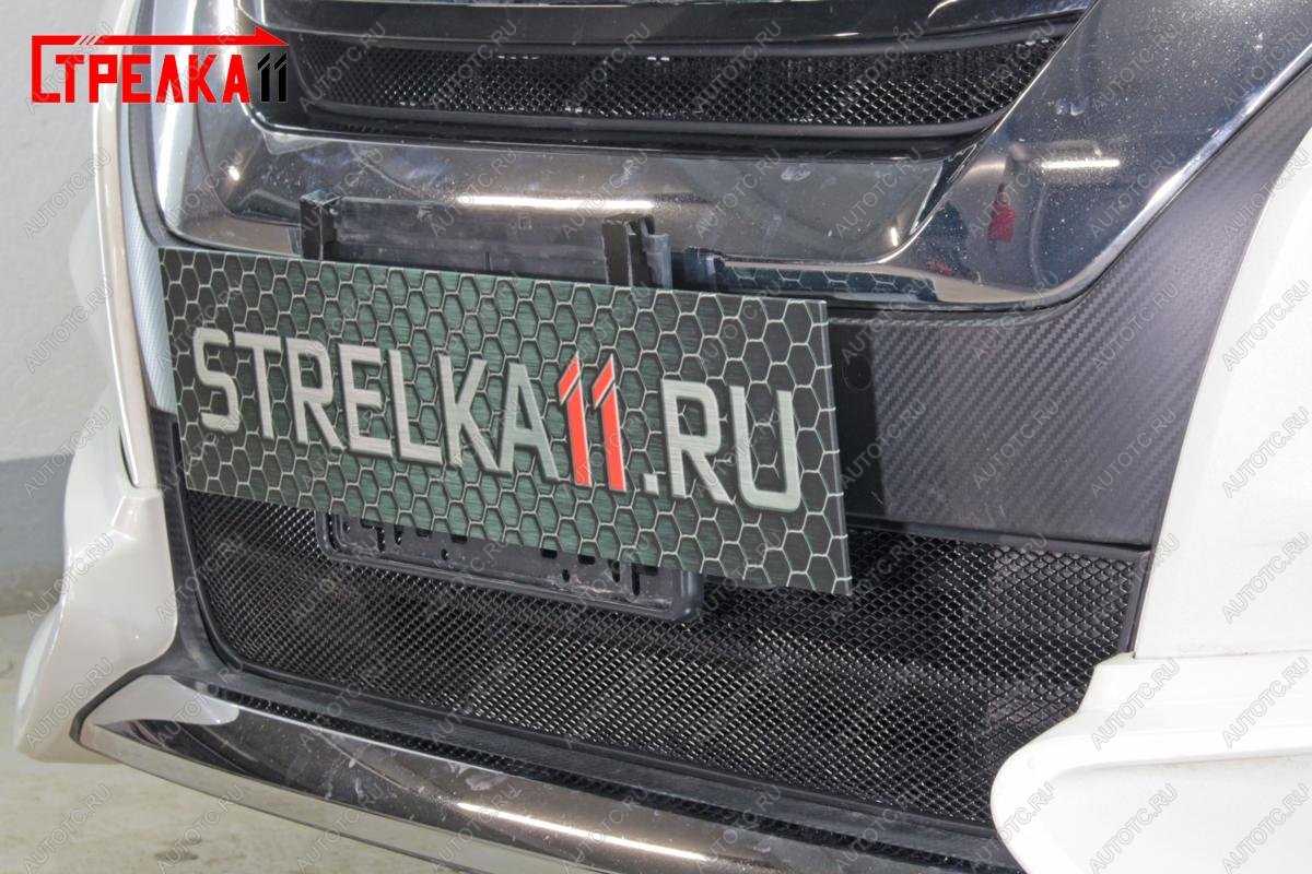 2 399 р. Защита радиатора (низ) Стрелка11 Стандарт Nissan Serena C27 минивэн дорестайлинг (2016-2019) (черная)  с доставкой в г. Воронеж