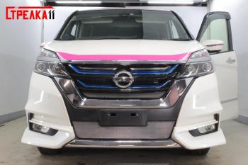 2 189 р. Защита радиатора (верх) Стрелка11 Стандарт  Nissan Serena  C27 (2016-2019) минивэн дорестайлинг (хром)  с доставкой в г. Воронеж. Увеличить фотографию 2
