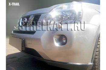2 999 р. Защита радиатора (низ) Стрелка11 Стандарт Nissan X-trail 2 T31 дорестайлинг (2007-2011) (черная)  с доставкой в г. Воронеж. Увеличить фотографию 2