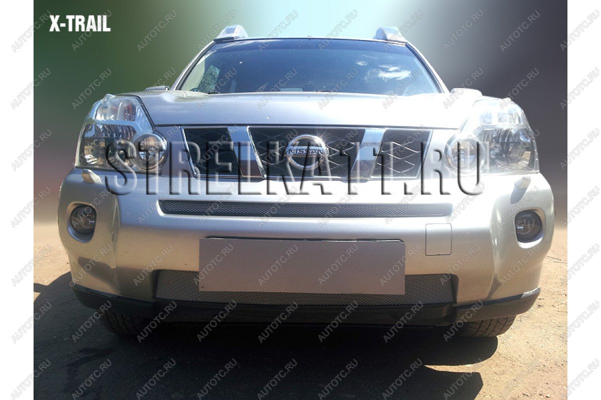 2 699 р. Защита радиатора (середина) Стрелка11 Стандарт  Nissan X-trail  2 T31 (2007-2011) дорестайлинг (хром)  с доставкой в г. Воронеж