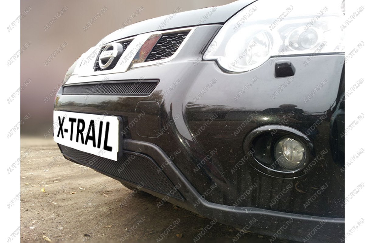 3 089 р. Защита радиатора (низ) Стрелка11 Стандарт Nissan X-trail 2 T31 рестайлинг (2010-2015) (черная)  с доставкой в г. Воронеж