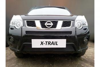 2 569 р. Защита радиатора (середина) Стрелка11 Стандарт Nissan X-trail 2 T31 рестайлинг (2010-2015) (черная)  с доставкой в г. Воронеж. Увеличить фотографию 2