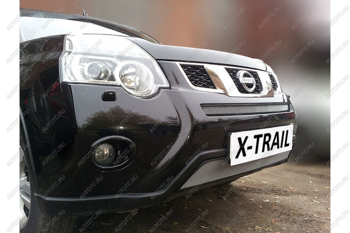 2 699 р. Защита радиатора (середина) Стрелка11 Стандарт  Nissan X-trail  2 T31 (2010-2015) рестайлинг (хром)  с доставкой в г. Воронеж