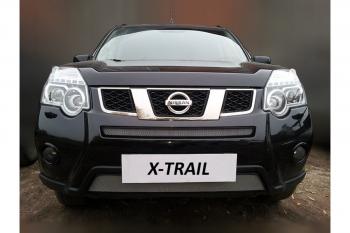 2 699 р. Защита радиатора (середина) Стрелка11 Стандарт  Nissan X-trail  2 T31 (2010-2015) рестайлинг (хром)  с доставкой в г. Воронеж. Увеличить фотографию 2