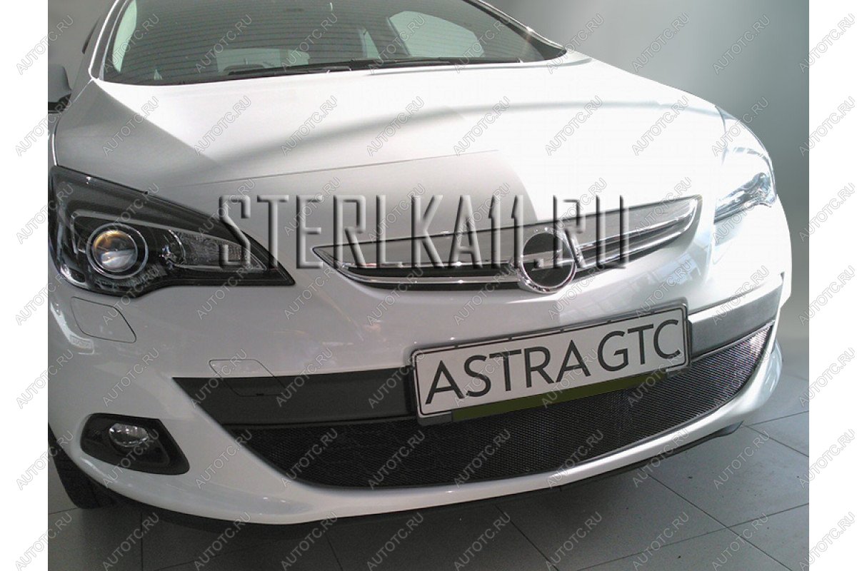 2 999 р. Защита радиатора Стрелка11 Стандарт Opel Astra J GTC (2011-2018) (черная)  с доставкой в г. Воронеж