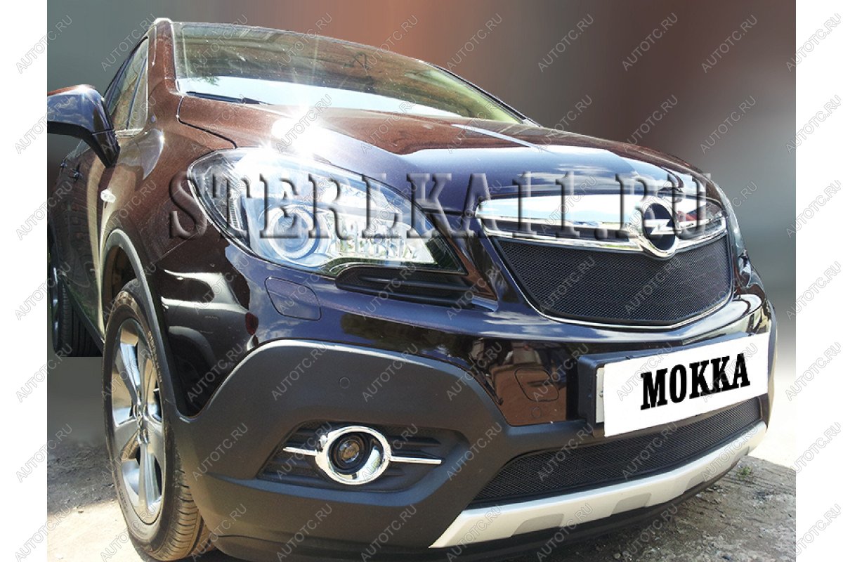 3 169 р. Защита радиатора (верх) Стрелка11 Стандарт Opel Mokka  дорестайлинг (2012-2016) (черная)  с доставкой в г. Воронеж