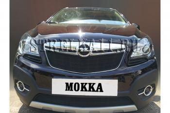 3 169 р. Защита радиатора (верх) Стрелка11 Стандарт Opel Mokka  дорестайлинг (2012-2016) (черная)  с доставкой в г. Воронеж. Увеличить фотографию 2