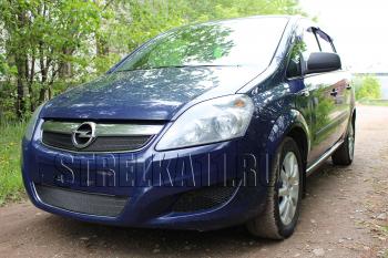 2 969 р. Защита радиатора (верх) Стрелка11 Стандарт  Opel Zafira  В (2007-2015) рестайлинг (хром)  с доставкой в г. Воронеж. Увеличить фотографию 2