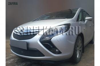 2 899 р. Защита радиатора (верх) Стрелка11 Стандарт Opel Zafira С дорестайлинг (2011-2016) (черная)  с доставкой в г. Воронеж. Увеличить фотографию 2