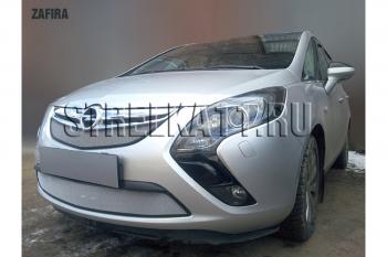 3 149 р. Защита радиатора (верх) Стрелка11 Стандарт  Opel Zafira  С (2011-2016) дорестайлинг (хром)  с доставкой в г. Воронеж. Увеличить фотографию 2