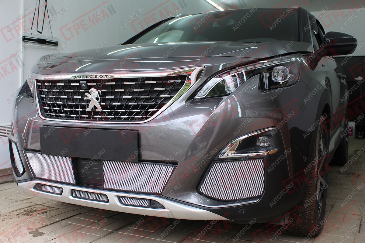 5 449 р. Защита радиатора (низ, середина 5 частей) Стрелка11 Стандарт  Peugeot 3008  2 (2016-2025) (хром)  с доставкой в г. Воронеж