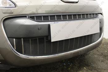 2 669 р. Защита радиатора (верх) Стрелка11 Стандарт Peugeot 4007 (2007-2012) (черная)  с доставкой в г. Воронеж. Увеличить фотографию 2