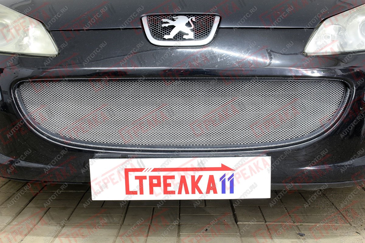 3 399 р. Защита радиатора (низ) Стрелка11 Стандарт  Peugeot 407 ( седан,  универсал) (2004-2011) (хром)  с доставкой в г. Воронеж