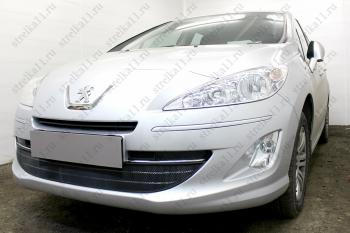 3 799 р. Защита радиатора (3 части) Стрелка11 Стандарт Peugeot 408  дорестайлинг (2010-2017) (черная)  с доставкой в г. Воронеж. Увеличить фотографию 2